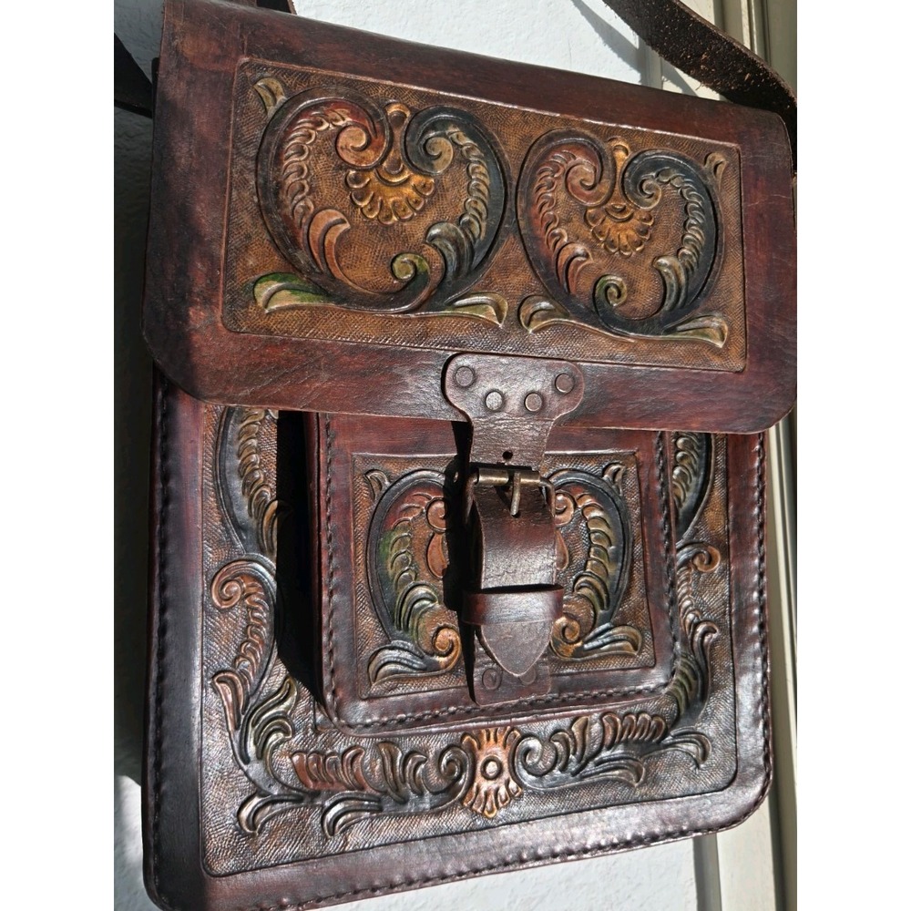Peruvian Vintage Leather Handmade Saddle Bag